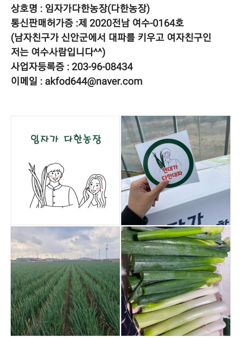 장터 상품 [신안 임자도 임자가다한농장 대파10kg] 썸네일