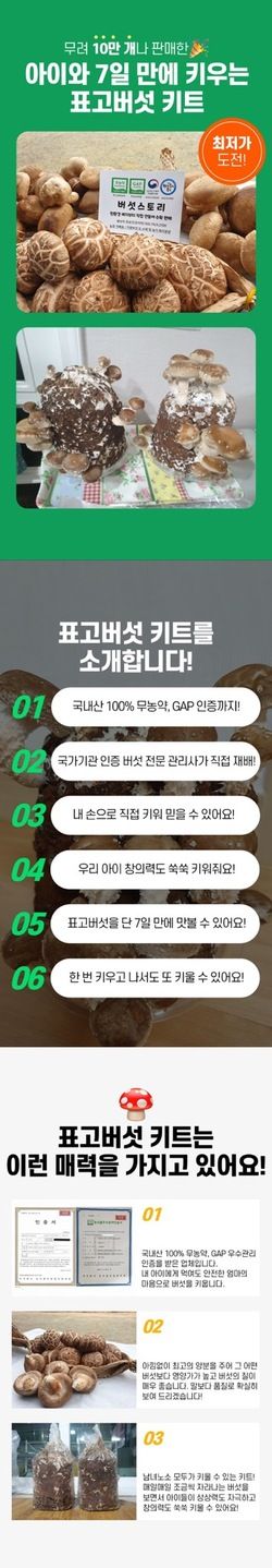 버섯스토리님의 장터 판매 상품 [[5차마감] * 친환경&GAP인증* 국가인증 종자관리사가 직접만든 가정용 표고버섯키트 판매합니다] 첨부 사진