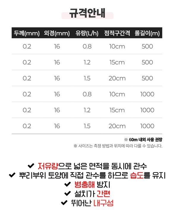 상인농자재님의 장터 판매 상품 [점적테이프 500m 1000m 점적호스 관수자재 상인농자재] 첨부 사진