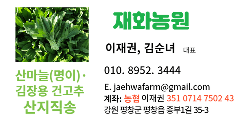 재화농원(이재권)님의 장터 판매 상품 [[판매완료]평창 산마늘(잎명이,울릉도종)2kg ] 첨부 사진