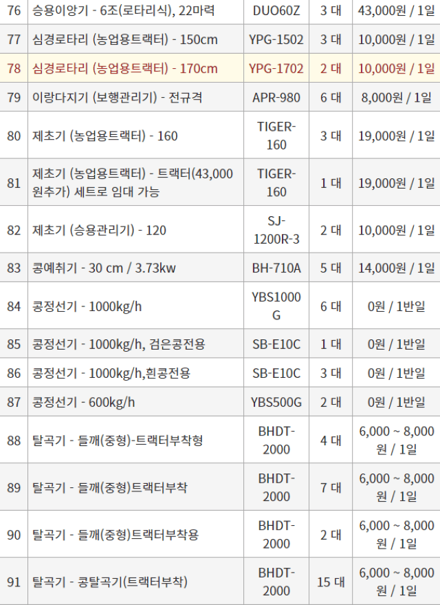 농기계 임대 정보님의 장터 판매 상품 [[충청북도 음성군] 정부 농기계 임대 사업소 정보] 첨부 사진