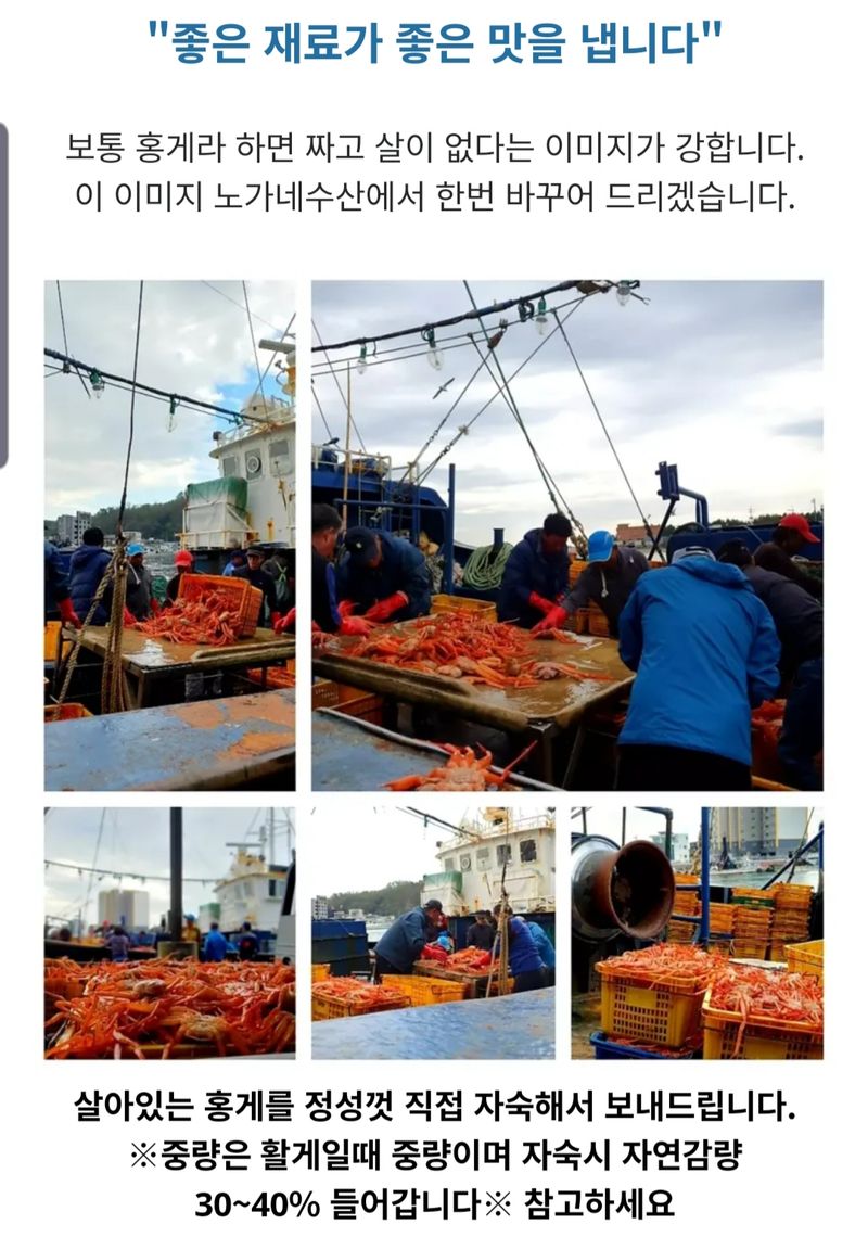 노가네수산님의 장터 판매 상품 [노가네] 자숙 속이꽉찬 A급 독도홍게 2kg.3kg] 첨부 사진