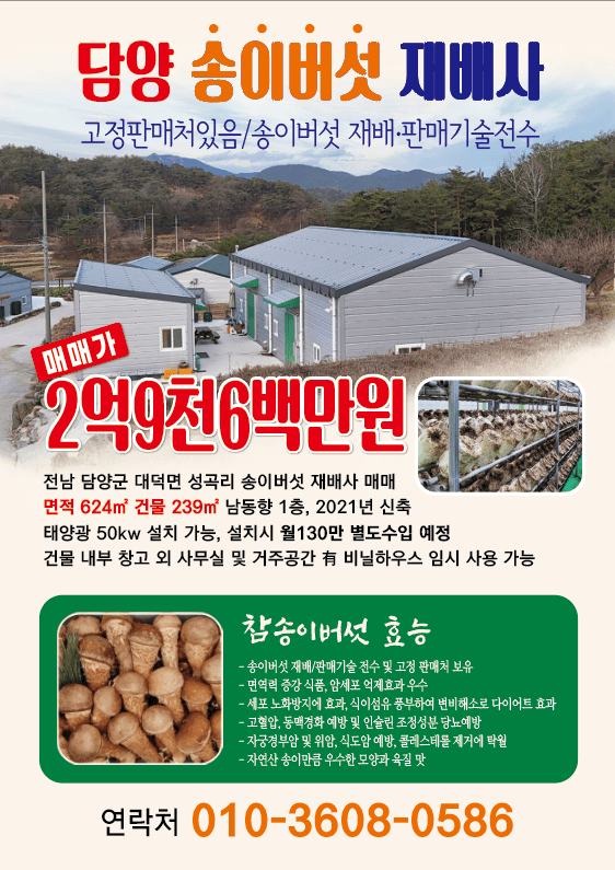 장터 상품 [참송이 버섯재배사 매매] 썸네일