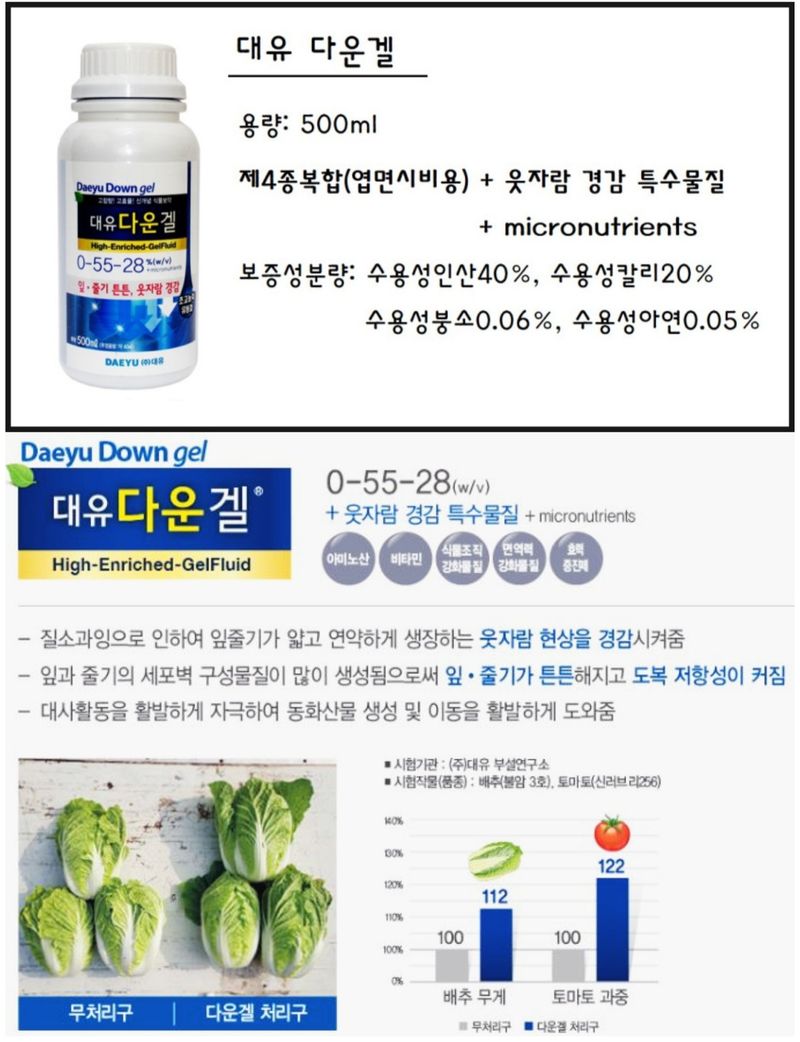 한농농약종묘사님의 장터 판매 상품 [인산가리비료 생장억제 500ml 대유다운겔] 첨부 사진