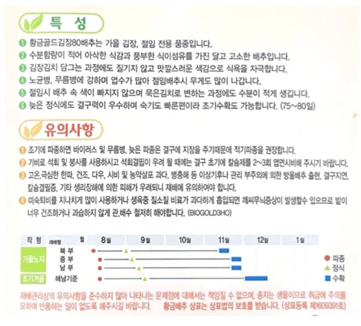 주주씨앗님의 장터 판매 상품 [국내 판매량 1위 / 골드바이오 황금배추씨앗 2종(택1) / 김장배추 씨앗] 첨부 사진